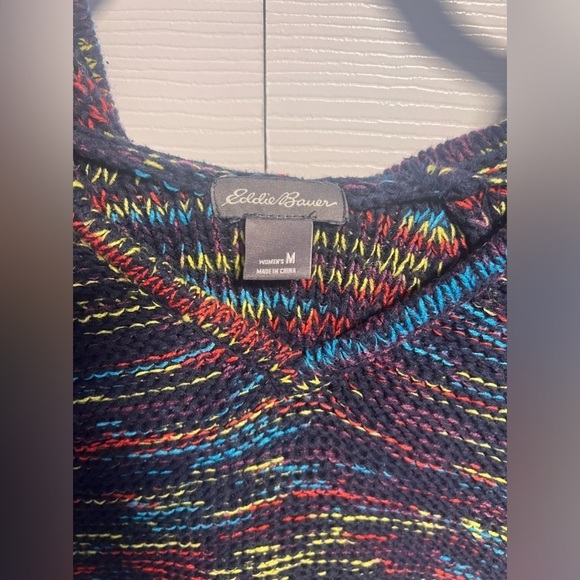 Women's Eddie Bauer Multi Colored Knitted Hooded Sweater - Picture 3 of 4